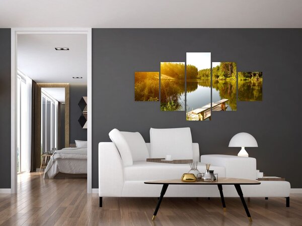 Obraz - Jezero u lesa (125x70 cm)