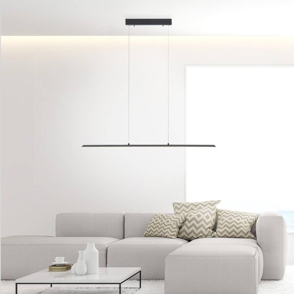 PURE LED závěsné světlo Lite, antracit, 100 cm, stmívatelné, stmívatelný, Černá, Obývací pokoj / jídelna, Hliník, Moderní