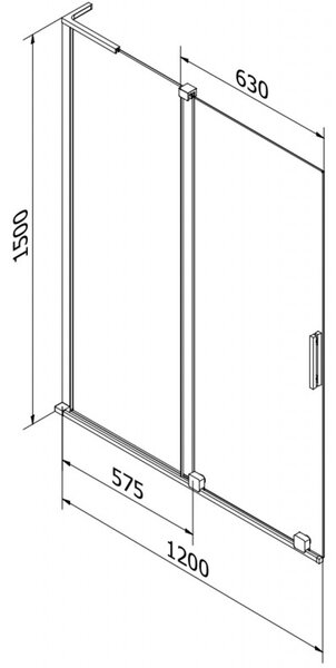 Mexen Velar L, 2-křídlová posuvná vanová zástěna 120 x 150 cm, 8mm čiré sklo, chromový profil, 896-120-003-01-01