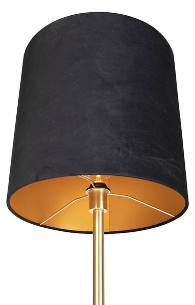 Klasická stojací lampa mosazná s černým stínítkem 40 cm - Simplo