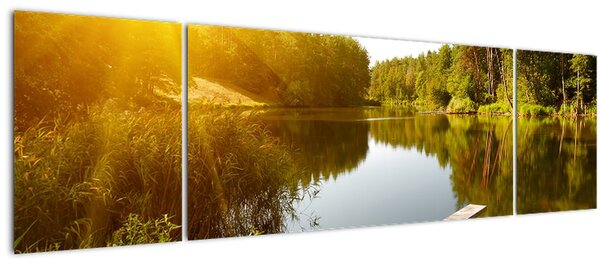 Obraz - Jezero u lesa (170x50 cm)
