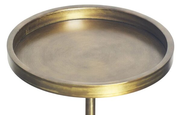 Designový art deco kulatý kovový příruční stolek Akina ve zlaté barvě s mramorovou zelenou podstavou 56 cm