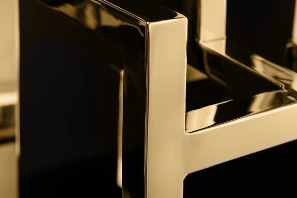 Designový glamour geometrický kovový zlatý svícen Flames s pěti držáky na svíčky 51 cm