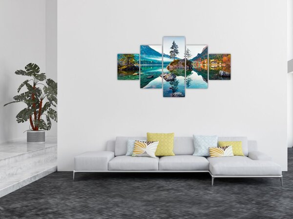 Obraz - Jezero Hintersee, Bavorské Alpy, Rakousko (125x70 cm)