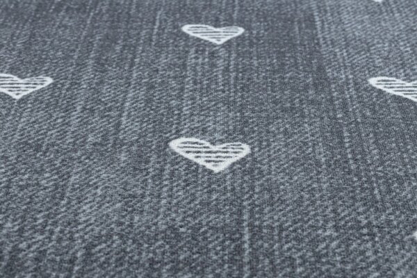 Koberec HEARTS kruh Jeans - šedý