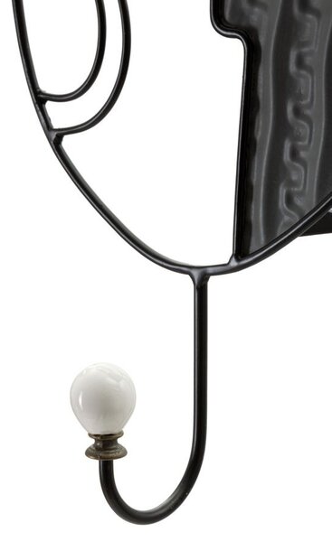 Moderní designový závěsný věšák Donna s uměleckým motivem v černé barvě s hnědými a šedými detaily 33 cm