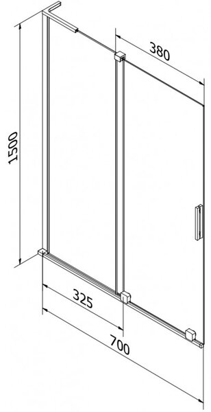 Mexen Velar L, 2-křídlová posuvná vanová zástěna 70 x 150 cm, 8mm šedé sklo, chromový profil, 896-070-003-41-01