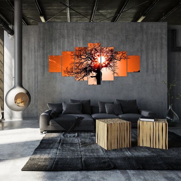 Obraz - Dub při západu slunce (210x100 cm)