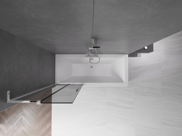 Mexen Velar L, 2-křídlová posuvná vanová zástěna 70 x 150 cm, 8mm šedé sklo, chromový profil, 896-070-003-41-01