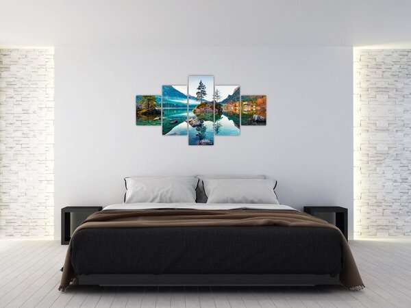 Obraz - Jezero Hintersee, Bavorské Alpy, Rakousko (125x70 cm)