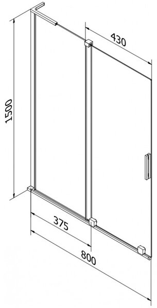 Mexen Velar L, 2-křídlová posuvná vanová zástěna 80 x 150 cm, 8mm šedé sklo, chromový profil, 896-080-003-41-01