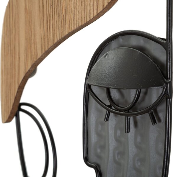 Moderní designový závěsný věšák Donna s uměleckým motivem v černé barvě s hnědými a šedými detaily 33 cm