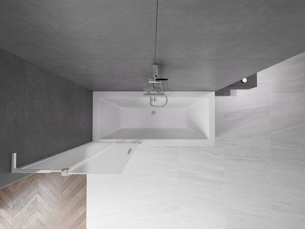 Mexen Velar L, 2-křídlová posuvná vanová zástěna 70 x 150 cm, 8mm sklo námraza, chromová, 896-070-003-31-01