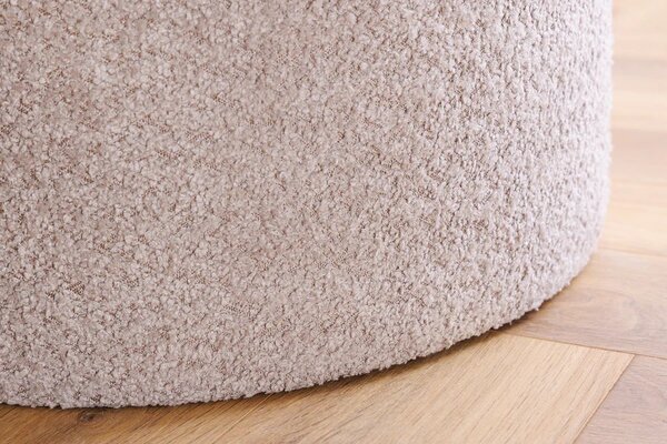 Moderní kulatá barokní bouclá taburetka Modern barock v šampaňské béžové barvě s úložným prostorem 50 cm