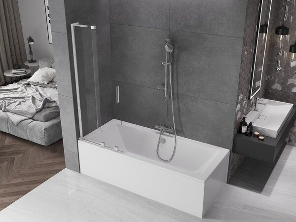 Mexen Velar L, 2-křídlová posuvná vanová zástěna 70 x 150 cm, 8mm čiré sklo, chromový profil, 896-070-003-01-01