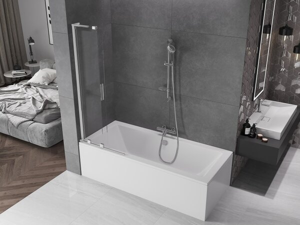 Mexen Velar L, 2-křídlová posuvná vanová zástěna 70 x 150 cm, 8mm čiré sklo, chromový profil, 896-070-003-01-01