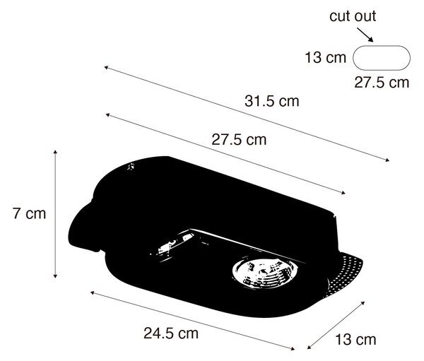 Sada 6 kulatých zapuštěných bodových světel černá GU10 70mm 2-světla - Hubs
