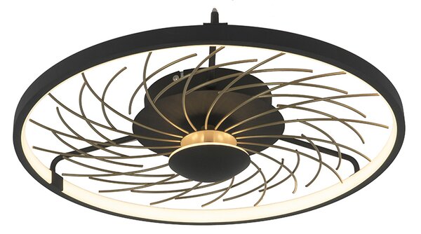 Designové stropní svítidlo černé se zlatým 3stupňovým stmíváním - Spaak