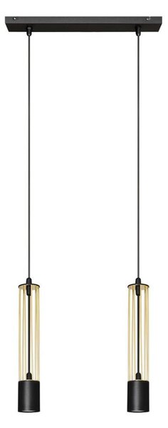 LED Lustr na lanku BARS 2xGU10/4,8W/230V černá/zlatá