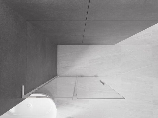 Mexen Velar L, posuvná sprchová zástěna Walk-in 90 x 200 cm, 8mm čiré sklo, chromová, 871-090-003-03-01