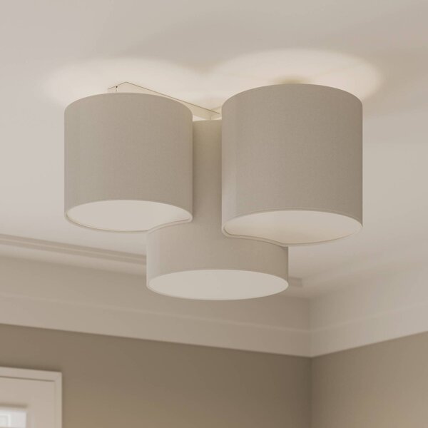 TK Lighting Stropní světlo Mona tříramenné, bílé, stmívatelný, Bílá / opál, Ložnice, Textil / tkanina / hedvábí, Moderní