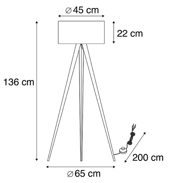 Stojací lampa černá s černým stínítkem a zlatým vnitřkem - Ilse