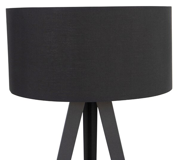 Stojací lampa černá s černým stínítkem a zlatým vnitřkem - Ilse