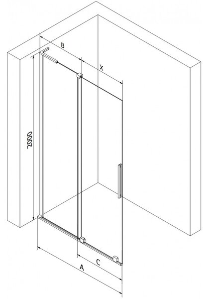 Mexen Velar L, posuvná sprchová zástěna Walk-in 110 x 200 cm, 8mm čiré sklo, broušený grafit, 871-110-003-03-95