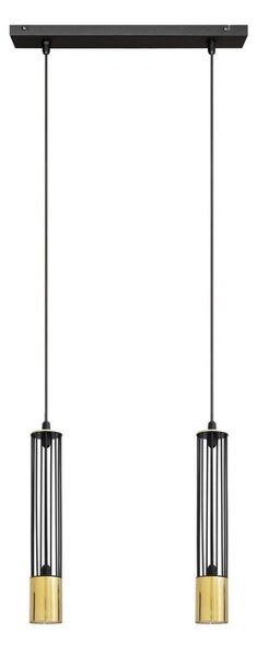 LED Lustr na lanku BARS 2xGU10/4,8W/230V černá/zlatá