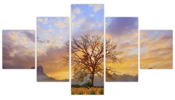Obraz - Krajina se Slunečnicemi (125x70 cm)
