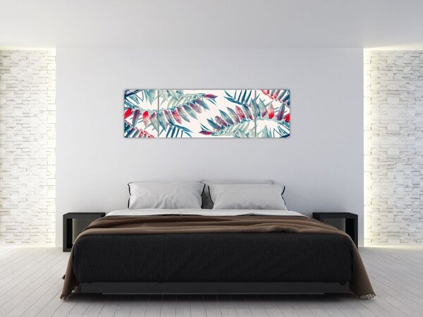 Obraz - Tropické listy (170x50 cm)