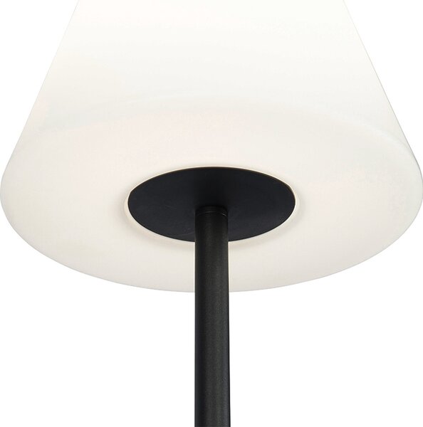 Venkovní stojací lampa černá s bílým stínítkem IP65 25 cm - Virginia