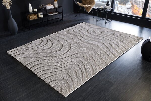 Designový moderní obdélníkový koberec Flow v šedé barvě s abstraktním vzorem 240 cm