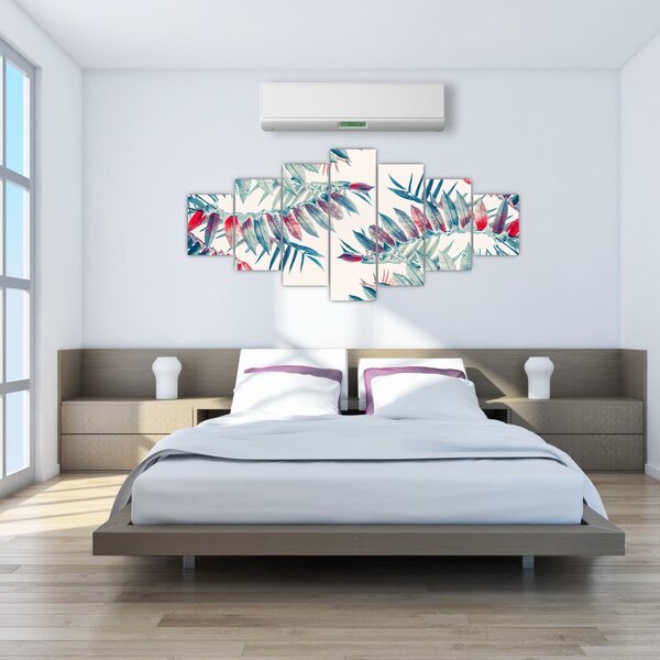 Obraz - Tropické listy (210x100 cm)
