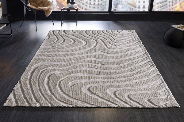 Designový moderní obdélníkový koberec Flow v šedé barvě s abstraktním vzorem 240 cm