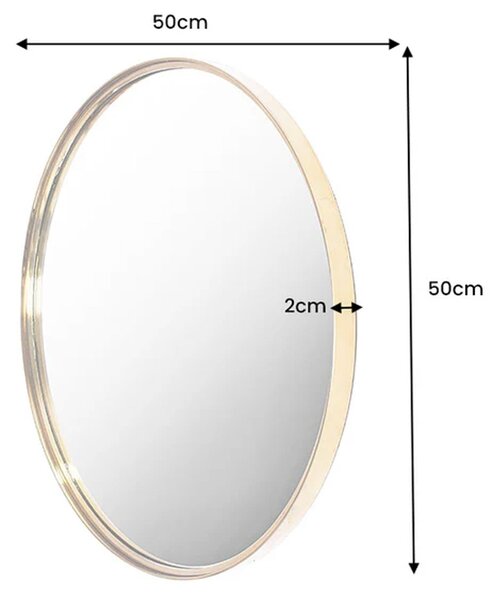 Designové glamour kulaté nástěnné zrcadlo Keening s kovovým zlatým rámem 50 cm