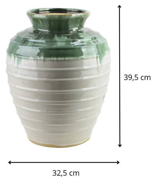 Mondex Keramická váza Evro A1 32,5x39,5 cm krémová/zelená