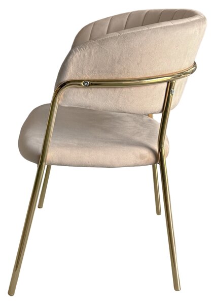Designové jídelní křeslo DECO - Velvet látka, béžová / zlatá