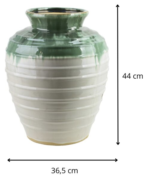 Mondex Keramická váza Evro A1 36,5x44 cm krémová/zelená