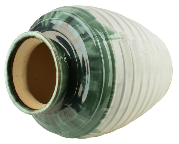 Mondex Keramická váza Evro A1 36,5x44 cm krémová/zelená