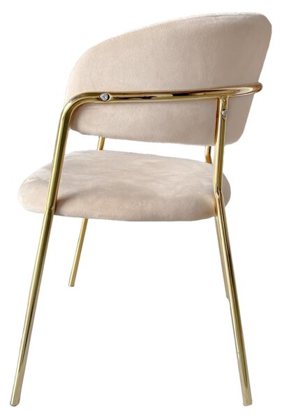 Designové jídelní křeslo DECO - Velvet látka, béžová / zlatá