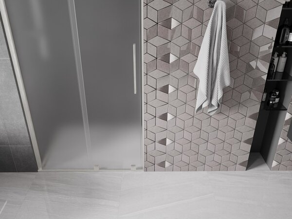 Mexen Velar, posuvné sprchové dveře do otvoru 90 cm, 8mm sklo námraza, broušená ocel, 871-090-000-31-97