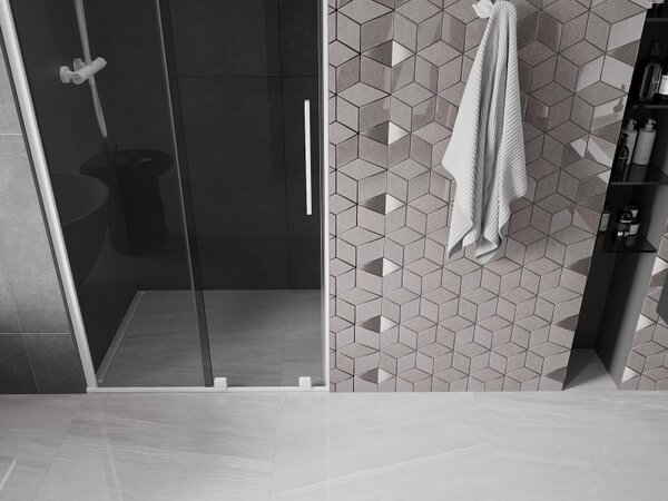 Mexen Velar, posuvné sprchové dveře do otvoru 90 cm, 8mm šedé sklo, bílá matná, 871-090-000-41-20