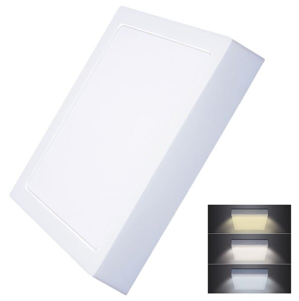 Solight LED mini panel CCT, přisazený, 24W, 1800lm, 3000K, 4000K, 6000K, čtvercový - WD175