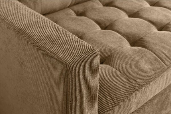 Designová třímístná univerzální rohová sedačka Sellan s manšestrovým potahem a čtvercovým prošíváním 220 cm