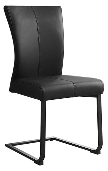 Stylová kožená industriální černá konzolová židle Samson s prošíváním a kovovou černou nohou 95 cm