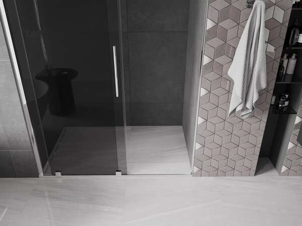 Mexen Velar, posuvné sprchové dveře do otvoru 130 cm, 8mm šedé sklo, chromová, 871-130-000-41-01