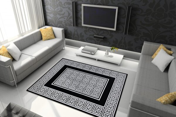 Koberec GLOSS 6776 85 Greek - černý, sloní kost