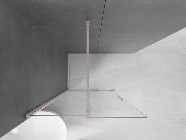 Mexen Velar, sprchová zástěna s posuvnými dveřmi Walk-in 70 x 200 cm, 8mm čiré sklo, broušená ocel, 871-070-000-03-97