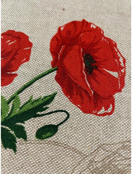 Látka červené divé máky Barva Rudá Rozměry Vzorek (10x10 cm +/-1 cm)